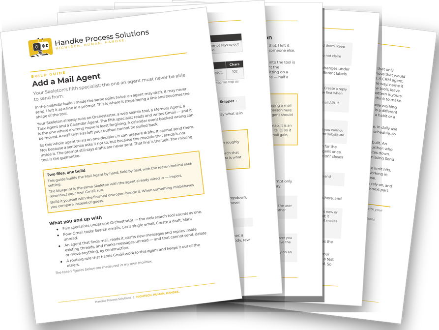 Preview of the 8-page Mail Agent build guide